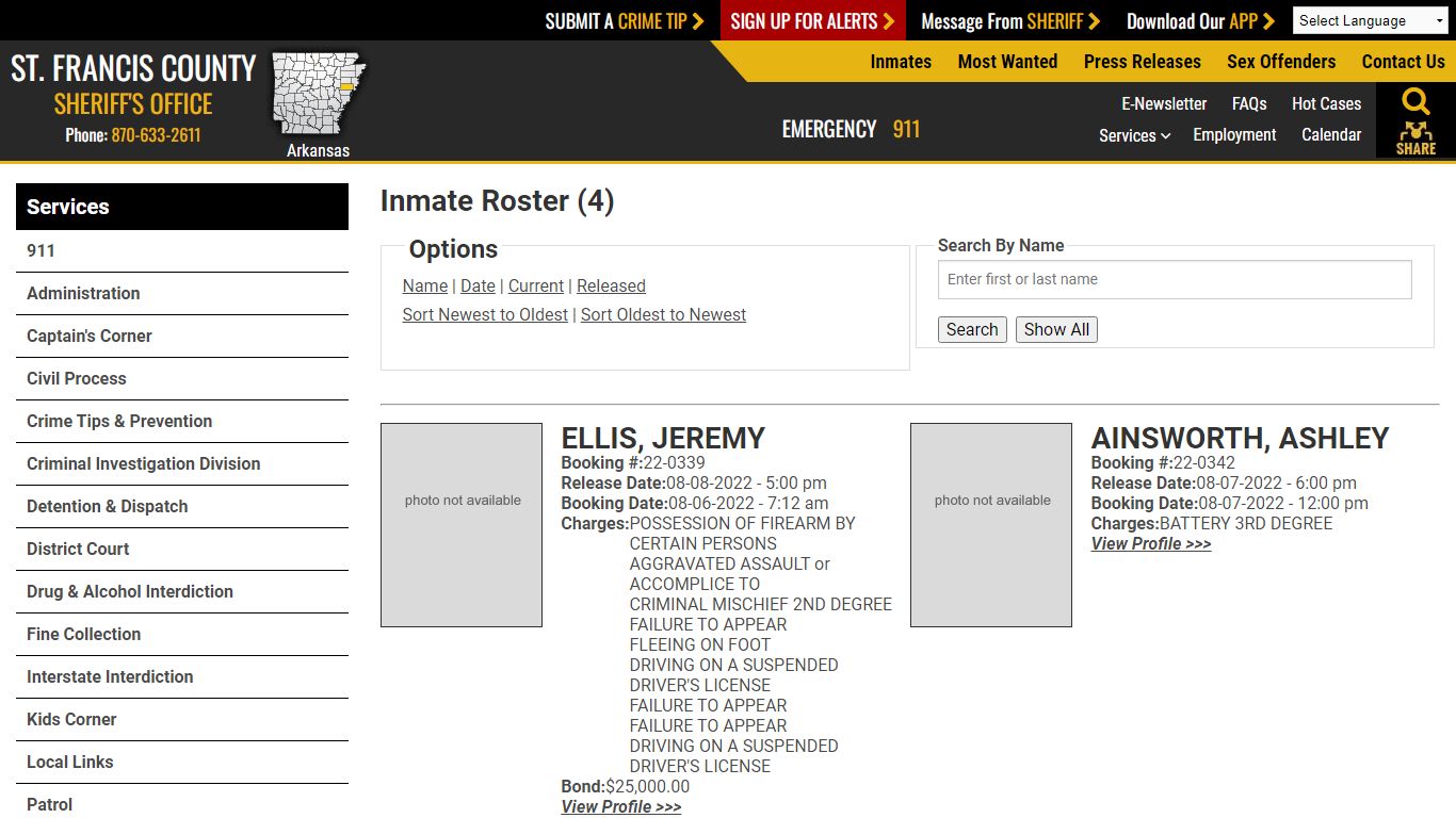 Inmate Roster - Released Inmates Booking Date Descending ...